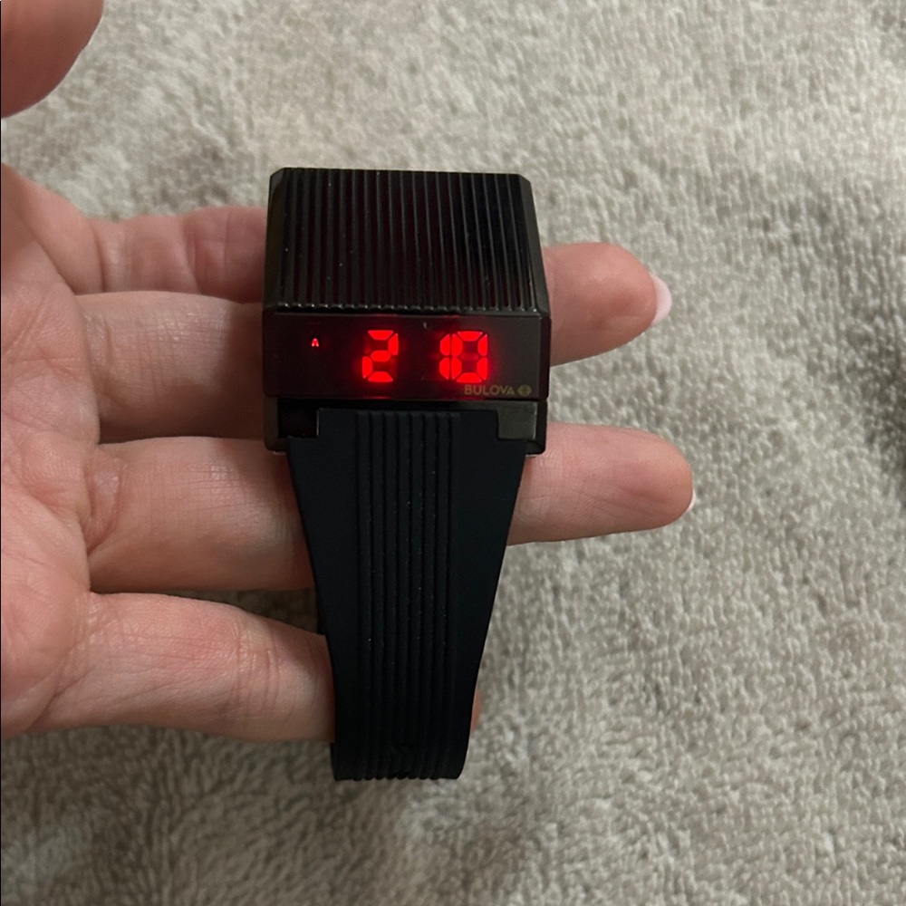 Bulova Accutron Black Watch with Red LED Display